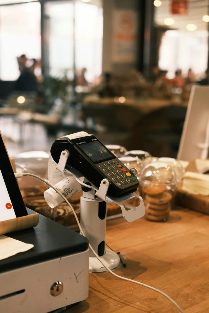Card payment machine on a counter